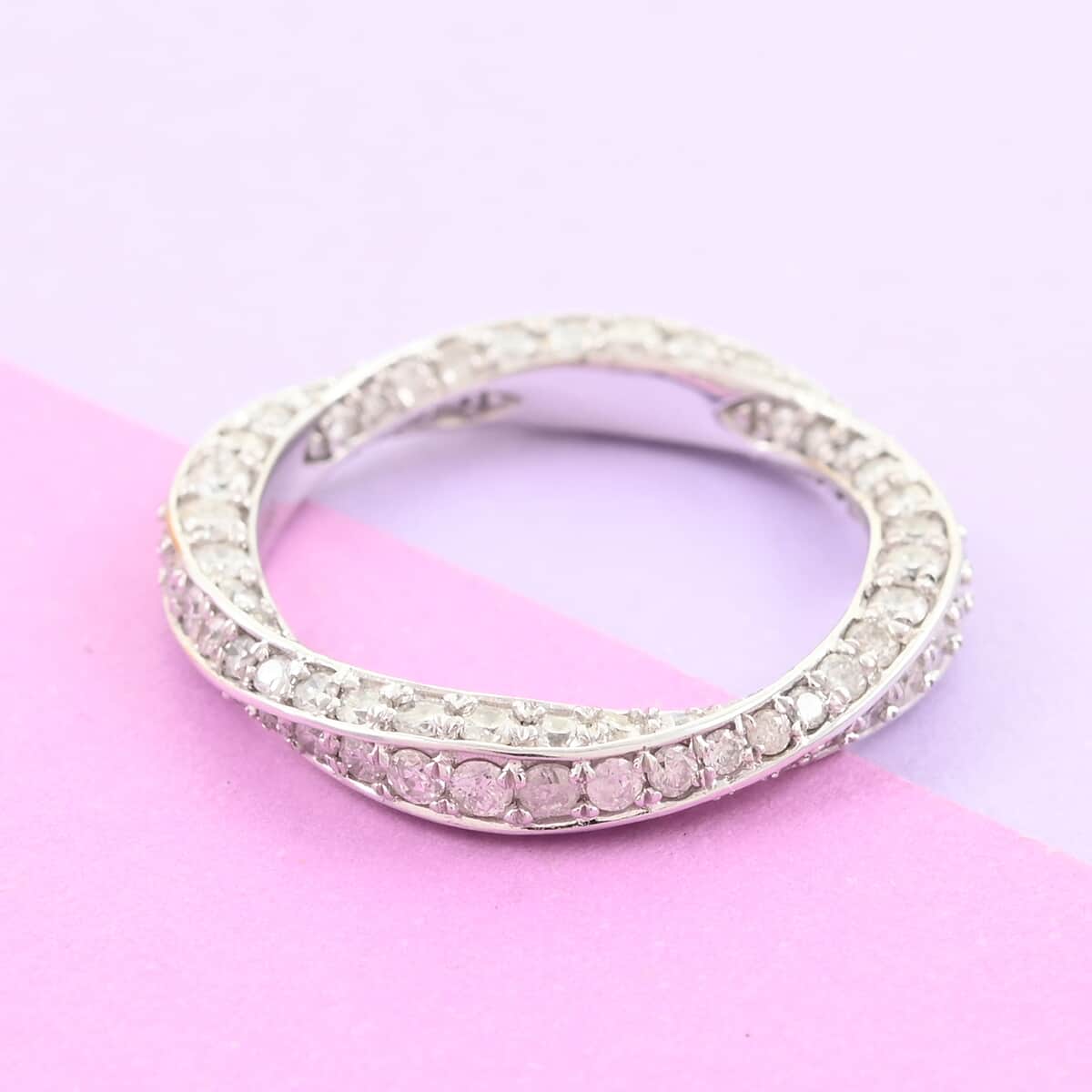 14K White Gold Diamond Band Ring (Size 7.0) 3 Grams 1.60 ctw image number 2