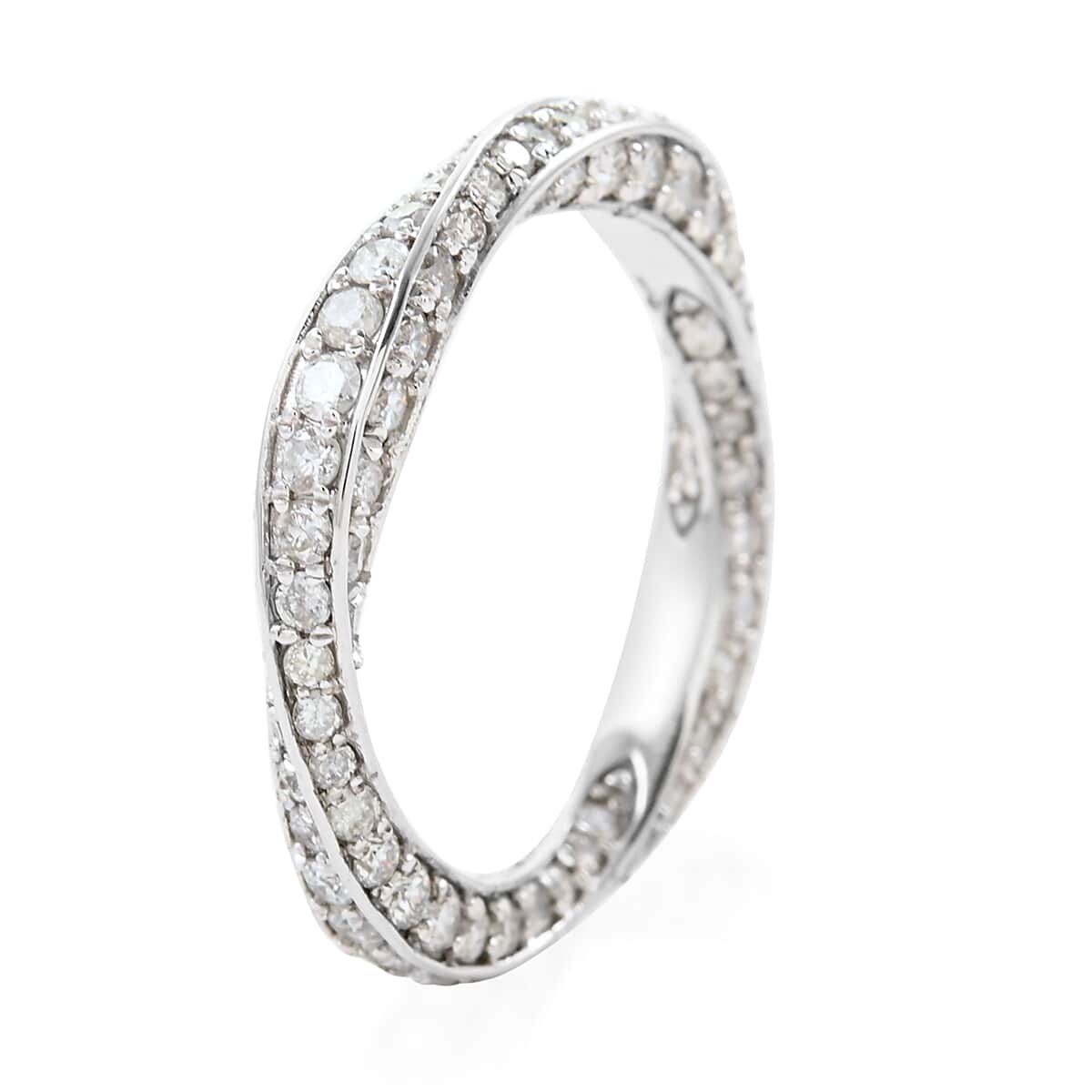 14K White Gold Diamond Band Ring (Size 7.0) 3 Grams 1.60 ctw image number 4