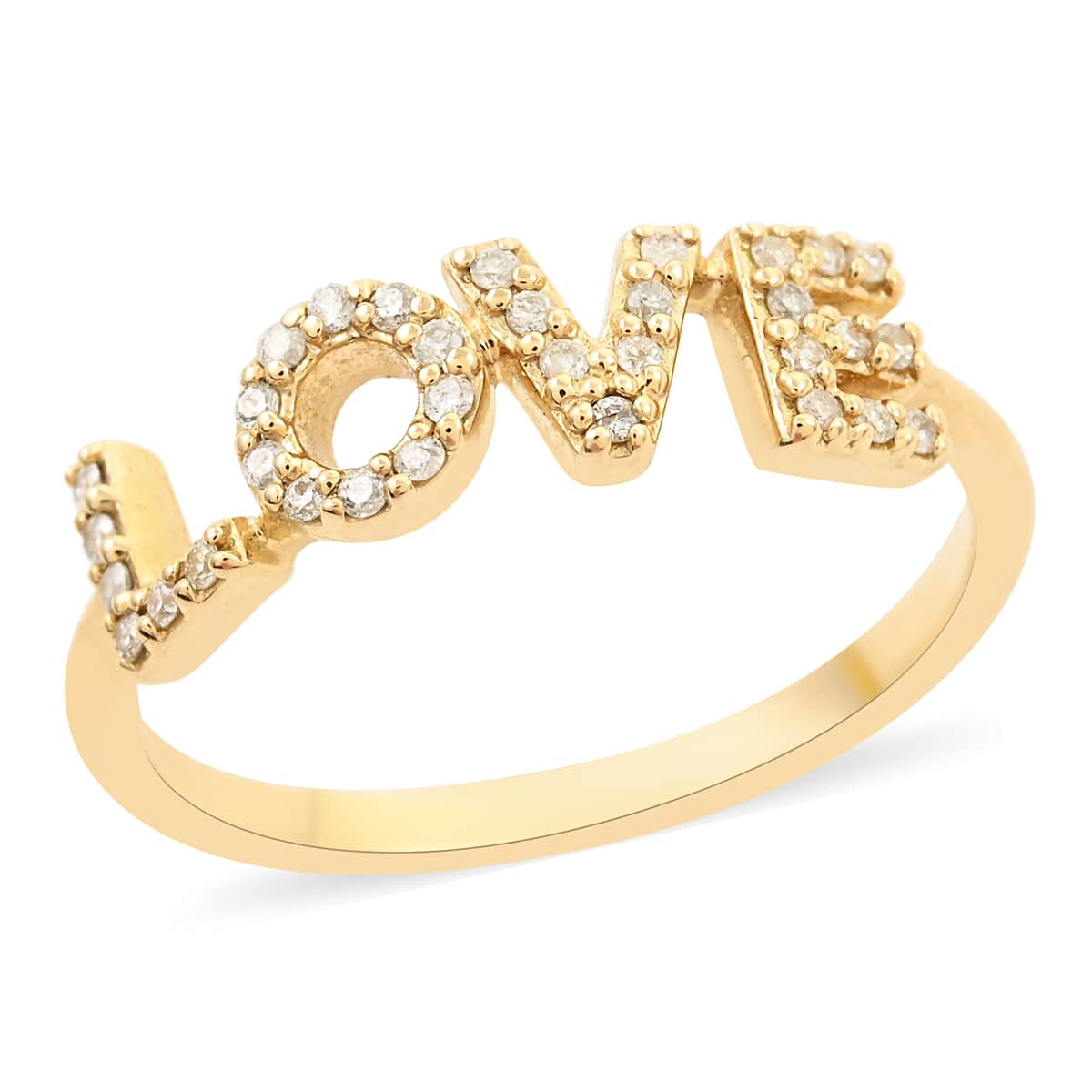 14K Yellow Gold Diamond Love Ring (2 g) 0.15 ctw image number 0