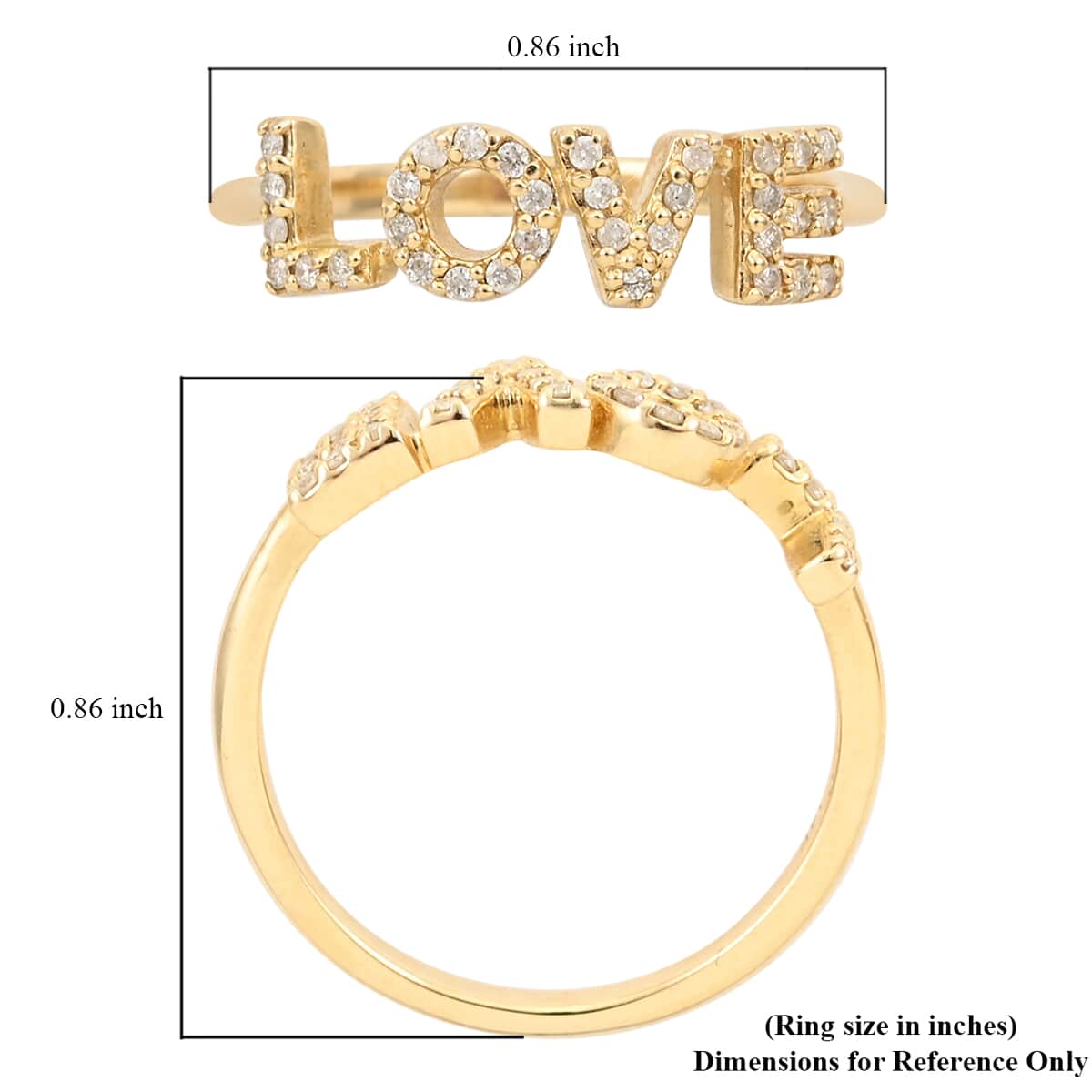 14K Yellow Gold Diamond Love Ring (2 g) 0.15 ctw image number 4