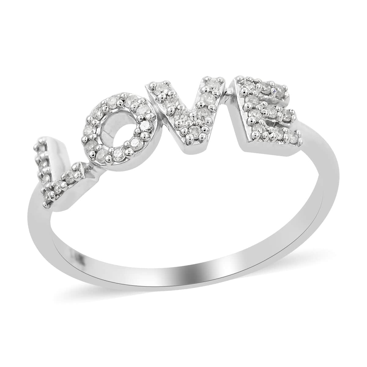 14K White Gold Diamond Love Ring (Size 6.0) 2.20 Grams 0.15 ctw image number 0