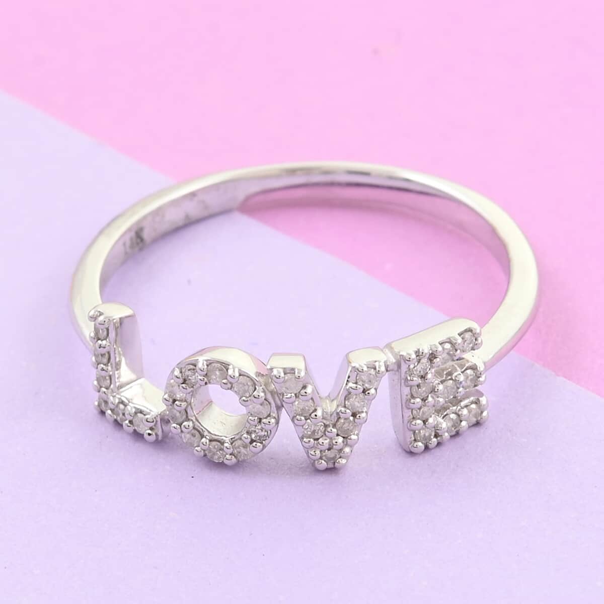 14K White Gold Diamond Love Ring (Size 6.0) 2.20 Grams 0.15 ctw image number 2