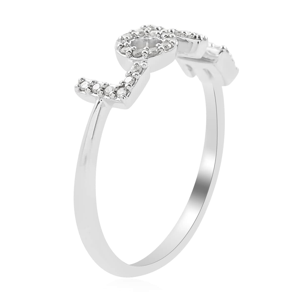 14K White Gold Diamond Love Ring (Size 6.0) 2.20 Grams 0.15 ctw image number 4