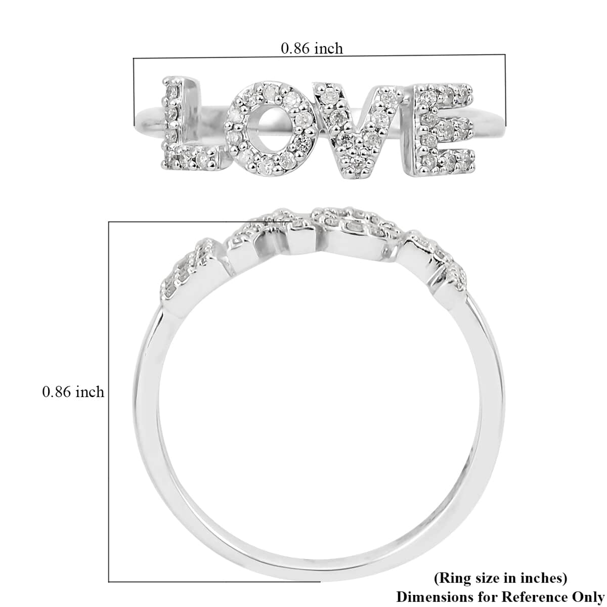 14K White Gold Diamond Love Ring (Size 6.0) 2.20 Grams 0.15 ctw image number 5