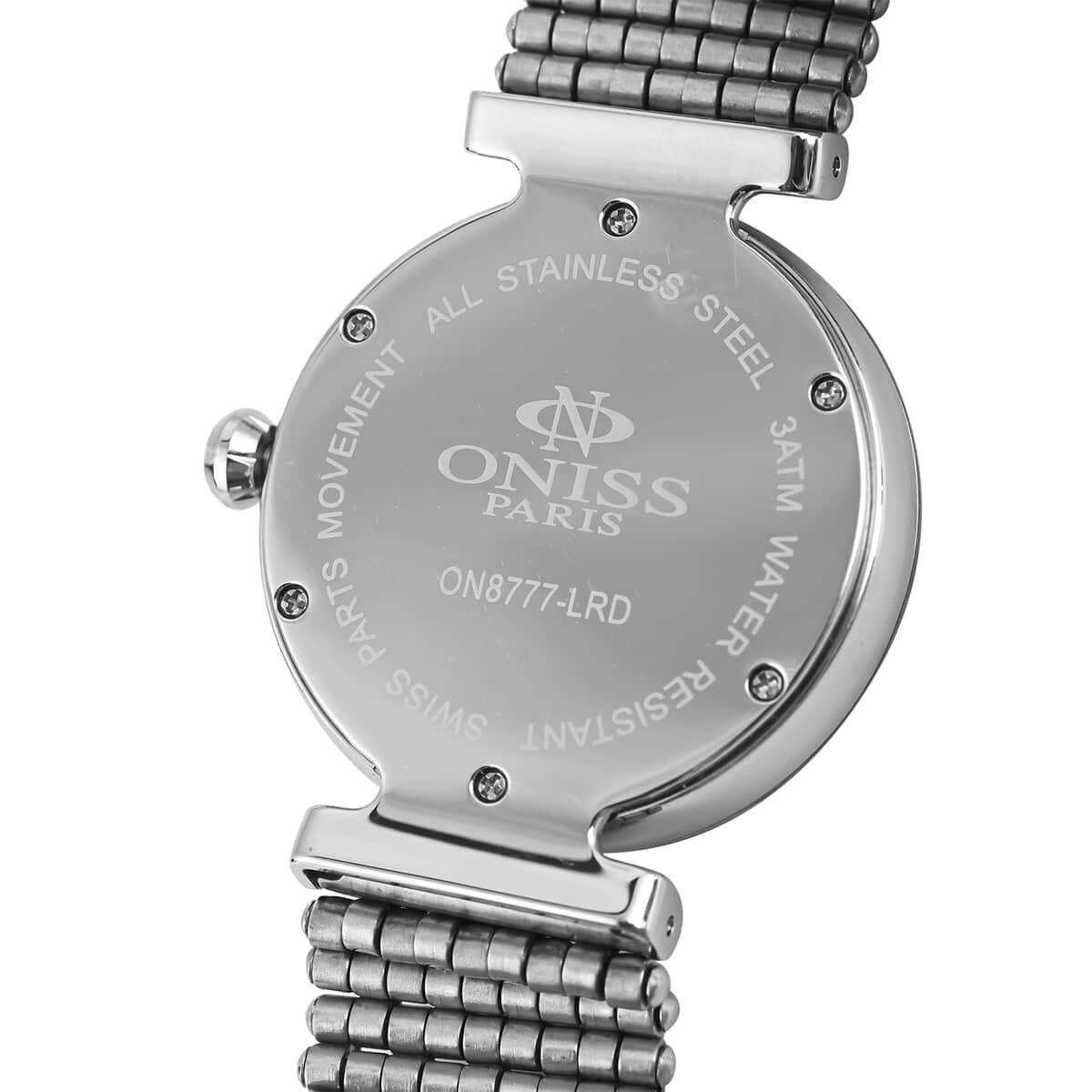 ONISS Austrian Crystal Swiss Movement Sunray Black Dial Watch in Stainless Steel Strap (42.50 mm) image number 4