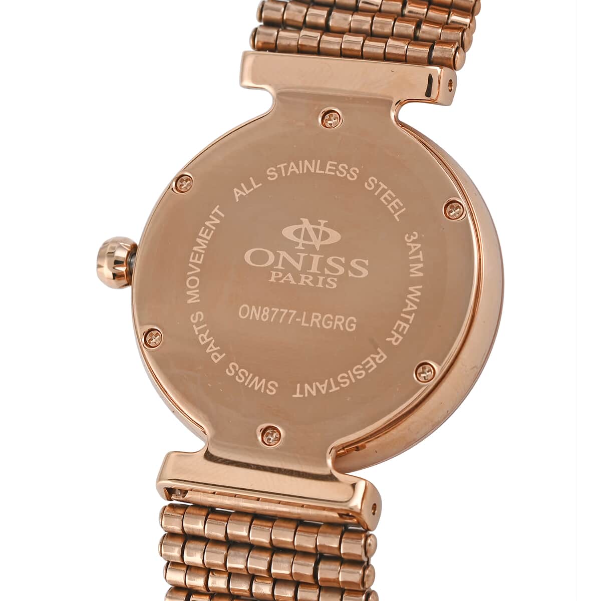 Oniss Austrian Crystal Swiss Movement MOP Dial Watch in ION Plated RG Stainless Steel Strap (42.50 mm) image number 4