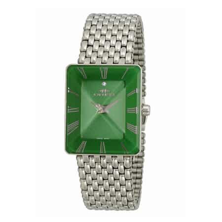 Oniss Austrian Crystal Swiss Movement Sunray Green Dial Watch in Stainless Steel Strap (27 mm) image number 0