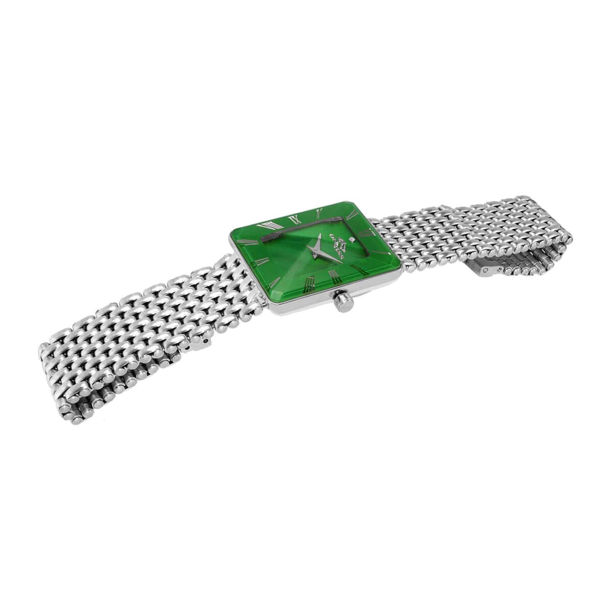 Oniss Austrian Crystal Swiss Movement Sunray Green Dial Watch in Stainless Steel Strap (27 mm) image number 1