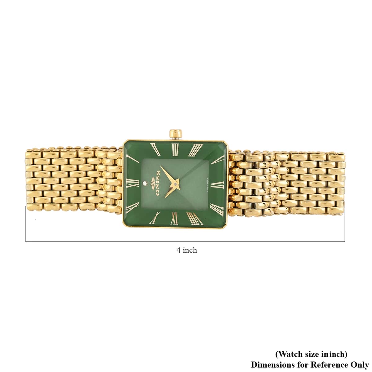 ONISS Austrian Crystal Swiss Movement Sunray Green Dial Watch in Stainless Steel Strap (27 mm) image number 5
