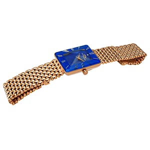 Oniss Austrian Crystal Swiss Movement Sunray Blue Dial Watch in ION Plated RG Stainless Steel Strap (27 mm)