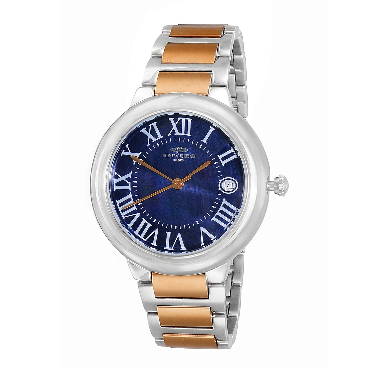 ONISS Swiss Movement Blue MOP Dial Watch in ION Plated RG and Stainless Steel Strap (36.50 mm) | Best Watch for Women | Designer Women's Wrist Watch