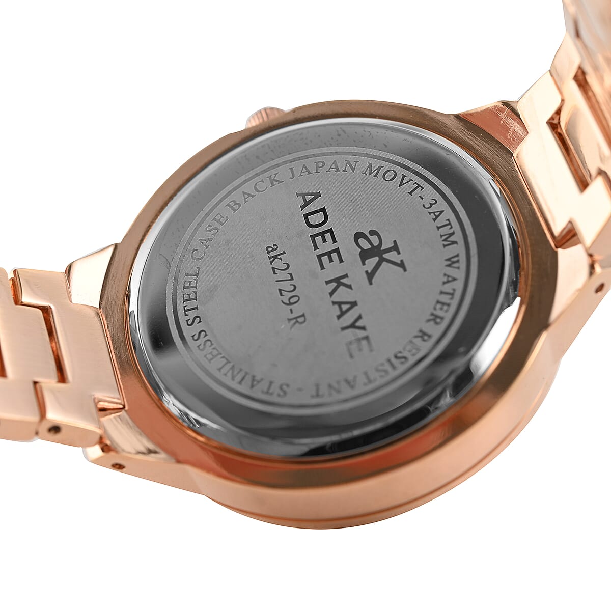 ADEE KAYE Austrian Crystal Japan Quartz Movement Watch in ION Plated RG Stainless Steel Strap (38 mm) , Designer Bracelet Watch , Analog Luxury Wristwatch image number 4