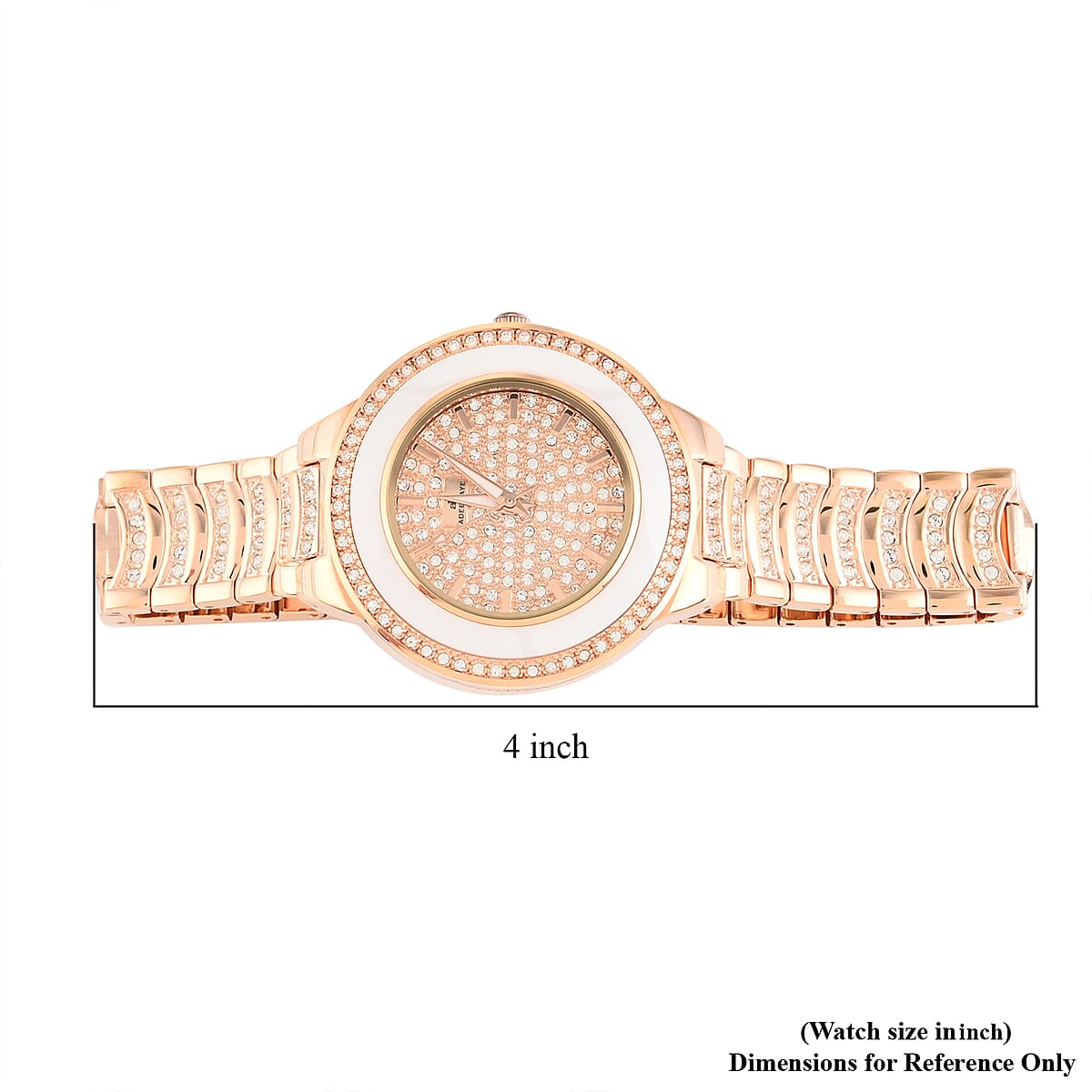 ADEE KAYE Austrian Crystal Japan Quartz Movement Watch in ION Plated RG Stainless Steel Strap (38 mm) , Designer Bracelet Watch , Analog Luxury Wristwatch image number 5