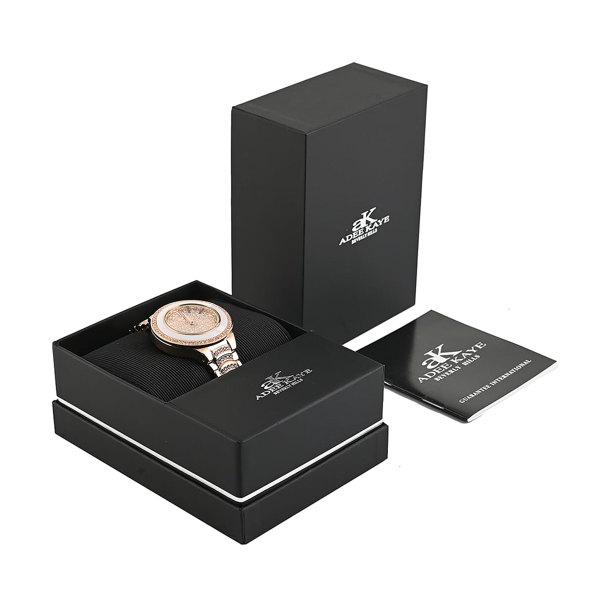 ADEE KAYE Austrian Crystal Japan Quartz Movement Watch in ION Plated RG Stainless Steel Strap (38 mm) , Designer Bracelet Watch , Analog Luxury Wristwatch image number 6