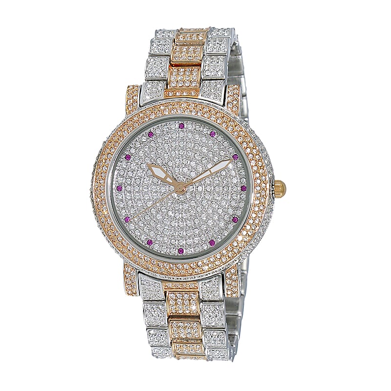 ADEE KAYE Austrian Crystal Japan Quartz Movement Watch in ION Plated RG and Stainless Steel Strap (39 mm) | Best Watch for Women | Designer Women's Wrist Watch