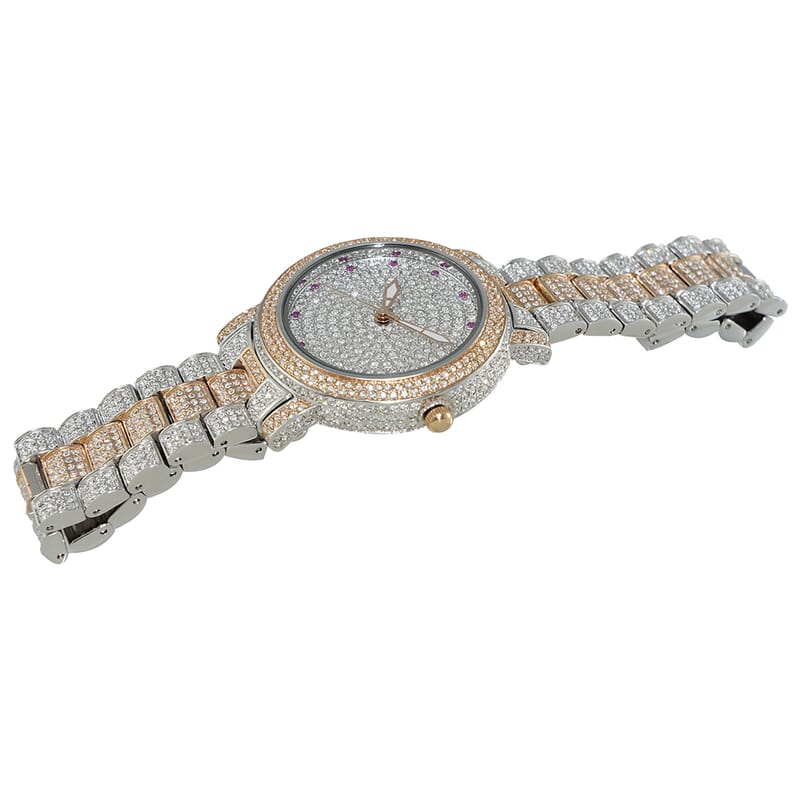 ADEE KAYE Austrian Crystal Japan Quartz Movement Watch in ION Plated RG and Stainless Steel Strap (39 mm) | Best Watch for Women | Designer Women's Wrist Watch