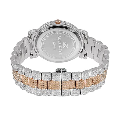 ADEE KAYE Austrian Crystal Japan Quartz Movement Watch in ION Plated RG and Stainless Steel Strap (39 mm) | Best Watch for Women | Designer Women's Wrist Watch