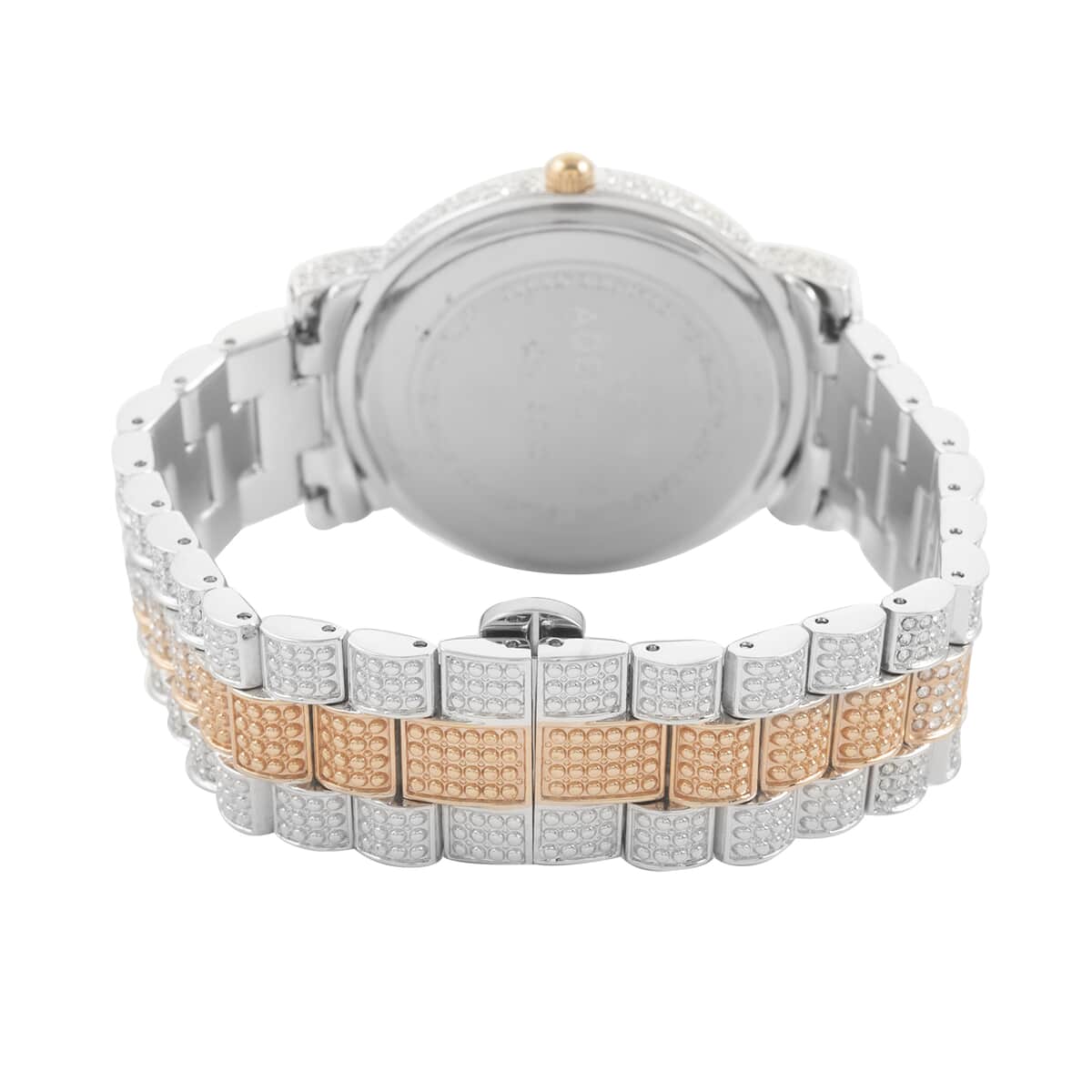 ADEE KAYE Austrian Crystal Japan Quartz Movement Watch in ION Plated RG and Stainless Steel Strap (39 mm) image number 3