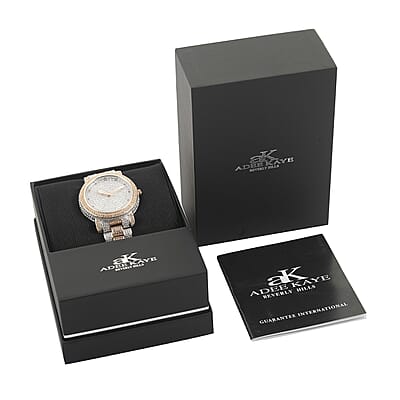 ADEE KAYE Austrian Crystal Japan Quartz Movement Watch in ION Plated RG and Stainless Steel Strap (39 mm) | Best Watch for Women | Designer Women's Wrist Watch
