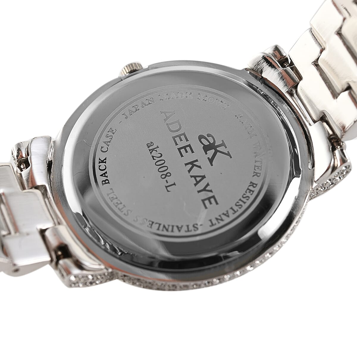 ADEE KAYE Blue and White Austrian Crystal Japan Quartz Movement Watch in Silvertone (39 mm) , Best Watch for Women , Designer Women's Wrist Watch image number 4