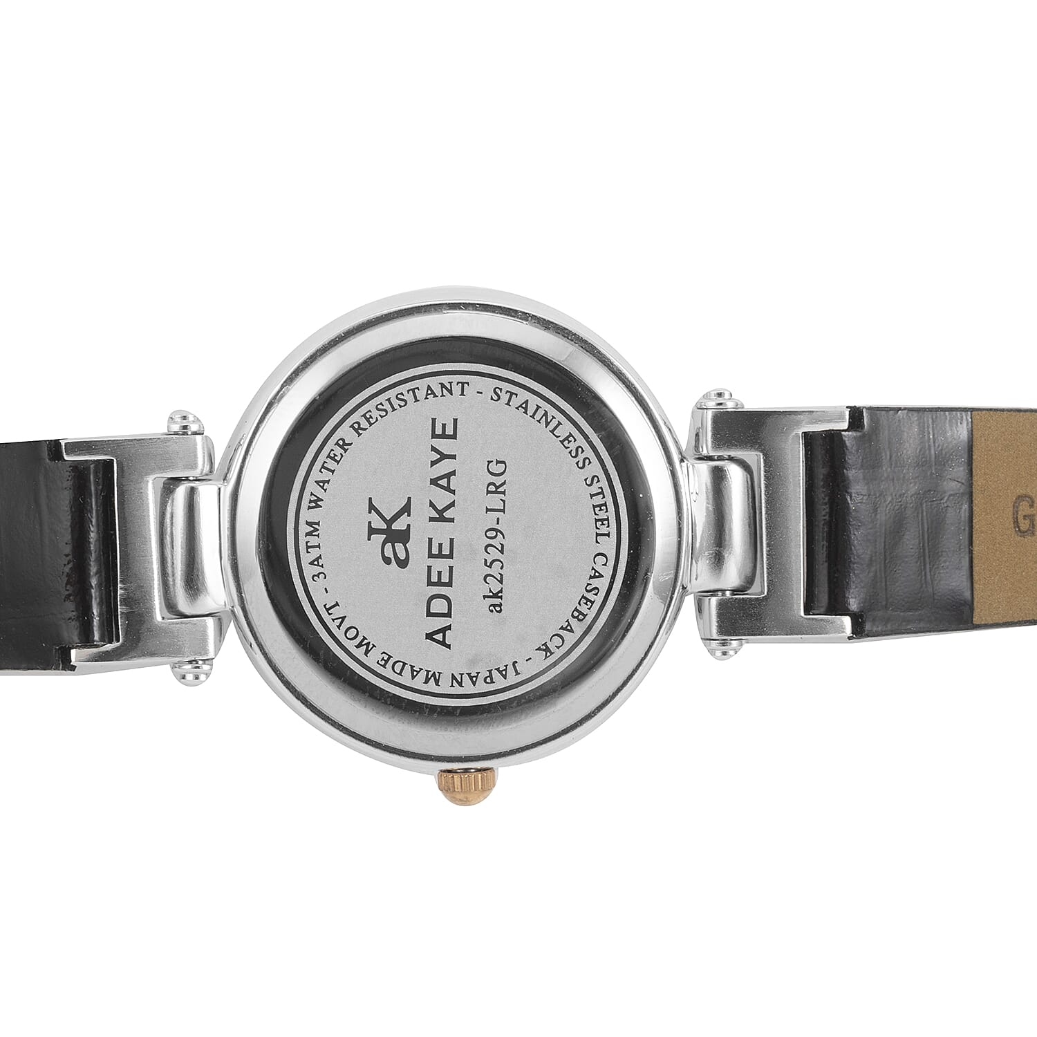 ADEE KAYE Austrian Crystal Japan Quartz Movement Rosetone Dial Watch in Black Leather Band | Designer Leather Watch | Analog Luxury Wristwatch
