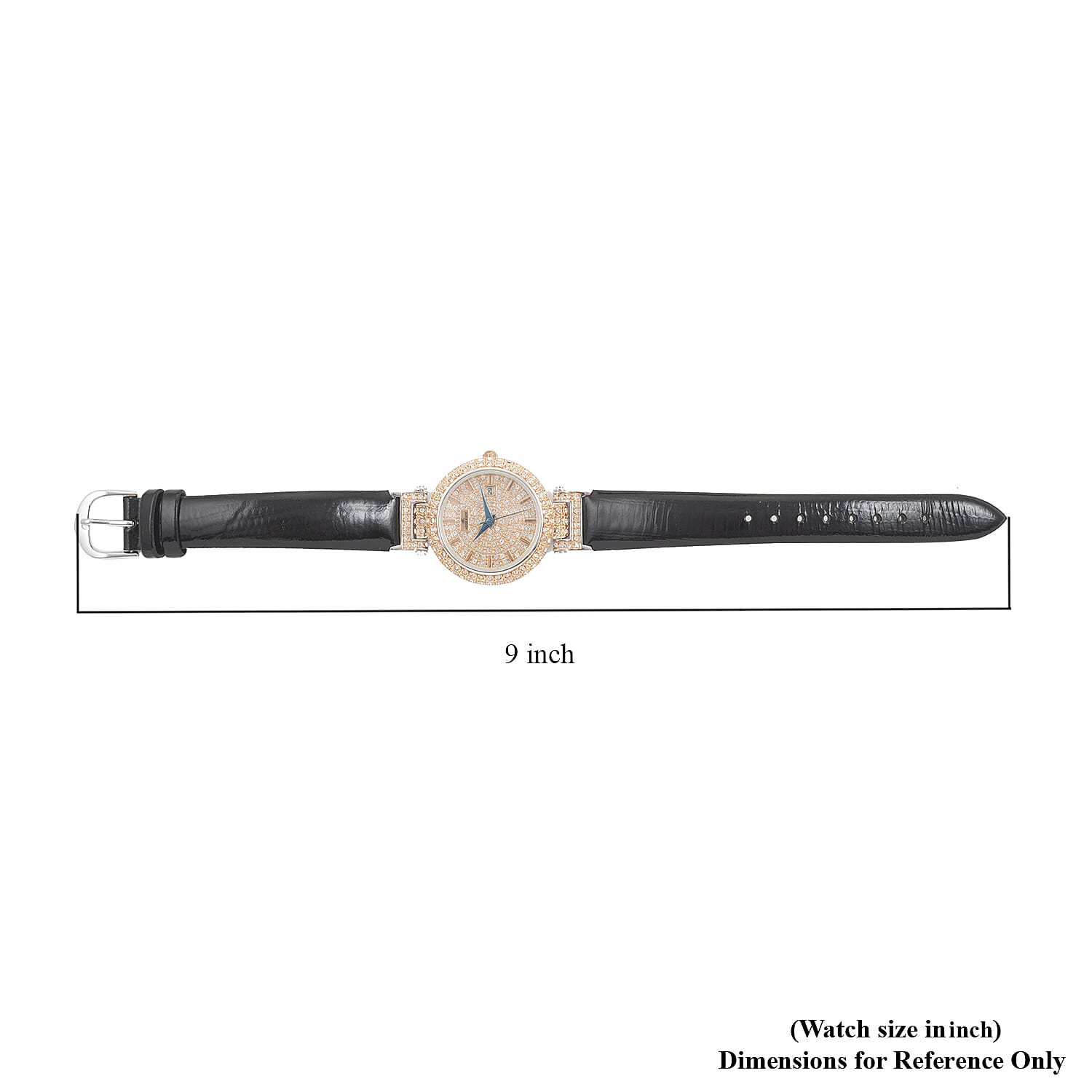 ADEE KAYE Austrian Crystal Japan Quartz Movement Rosetone Dial Watch in Black Leather Band | Designer Leather Watch | Analog Luxury Wristwatch