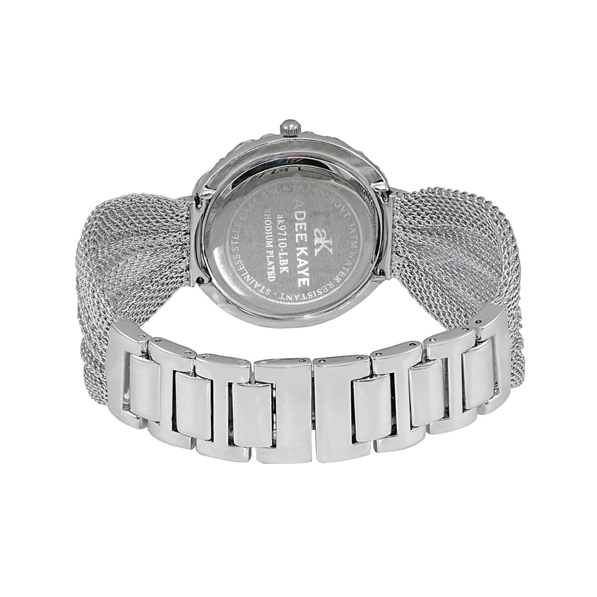 ADEE KAYE Austrian Crystal Japan Quartz Movement Black Dial Watch in Silvertone Strap (40.9 mm) image number 2