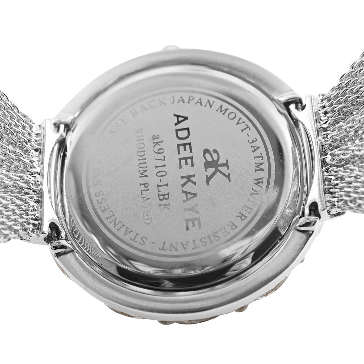 ADEE KAYE Austrian Crystal Japan Quartz Movement Black Dial Watch in Silvertone Strap (40.9 mm) | Women's Designer Watch | Analog Luxury Wristwatch image number 4