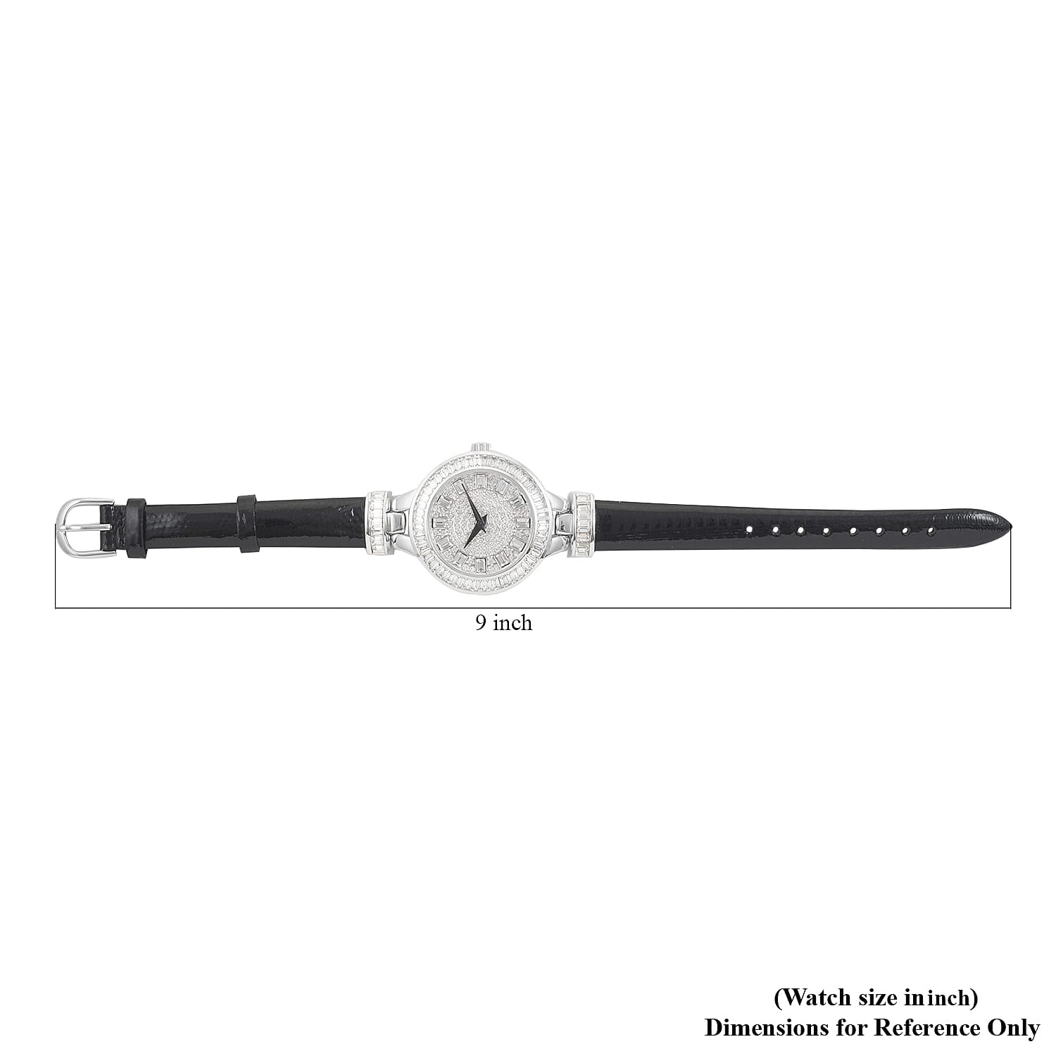 ADEE KAYE Austrian Crystal Japanese Movement Watch in Silvertone and Black Leather Strap (33 mm) | Best Watch for Women | Designer Women's Wrist Watch