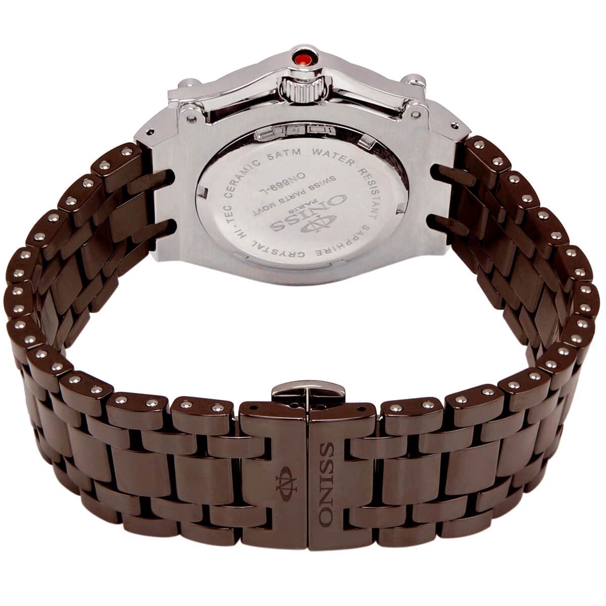 Oniss Austrian Crystal Swiss Movement Shell MOP Dial Watch in Brown Ceramic Strap (38.50 mm) , Designer Bracelet Watch , Analog Luxury Wristwatch image number 2
