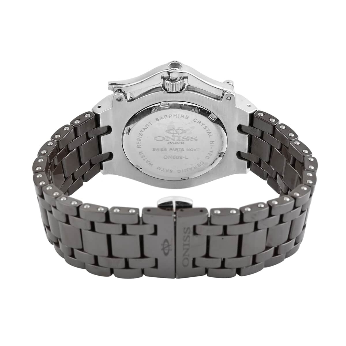 Oniss Austrian Crystal Swiss Movement Shell MOP Dial Watch in Brown Ceramic Strap (38.50 mm) , Designer Bracelet Watch , Analog Luxury Wristwatch image number 3