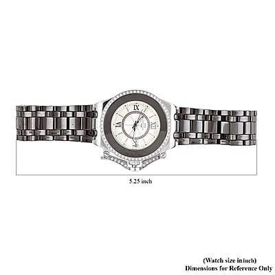 Oniss Austrian Crystal Swiss Movement Shell MOP Dial Watch in Brown Ceramic Strap (38.50 mm) , Designer Bracelet Watch , Analog Luxury Wristwatch