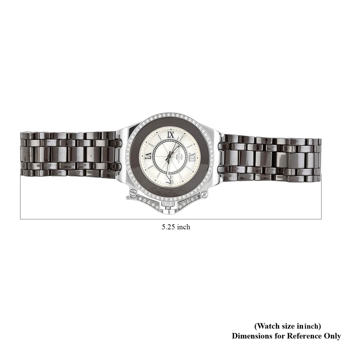 Oniss Austrian Crystal Swiss Movement Shell MOP Dial Watch in Brown Ceramic Strap (38.50 mm) , Designer Bracelet Watch , Analog Luxury Wristwatch image number 5