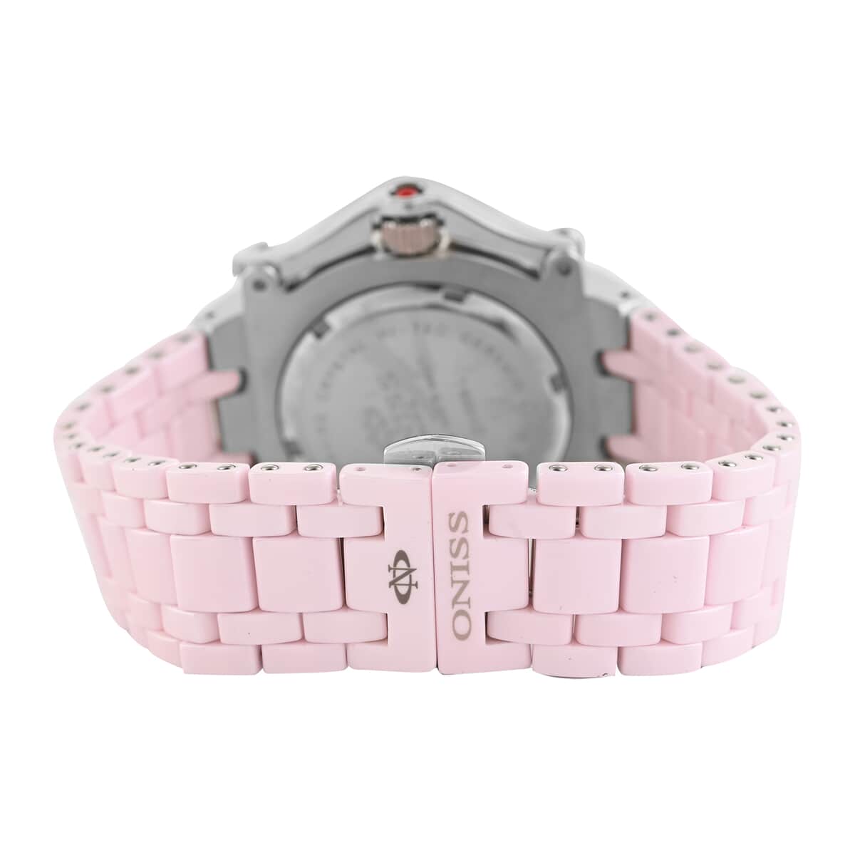 Oniss Austrian Crystal Swiss Movement Pink MOP Dial Watch in Pink Ceramic Strap (38.50 mm) , Designer Bracelet Watch , Analog Luxury Wristwatch image number 3