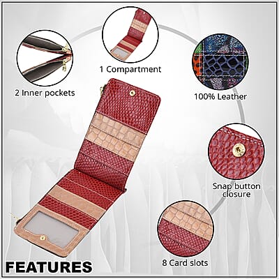 CHAOS BY ELSIE Multi Color Box Pattern Genuine Leather RFID Wallet