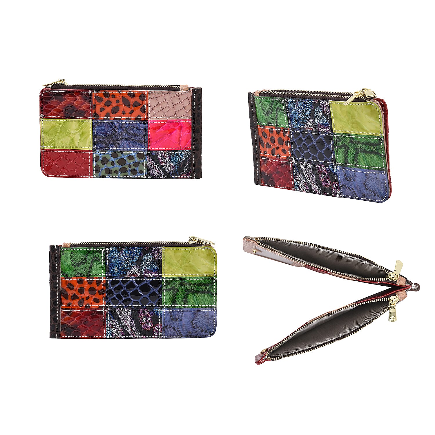 CHAOS BY ELSIE Multi Color Box Pattern Genuine Leather RFID Wallet
