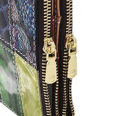 CHAOS BY ELSIE Multi Color Box Pattern Genuine Leather RFID Wallet