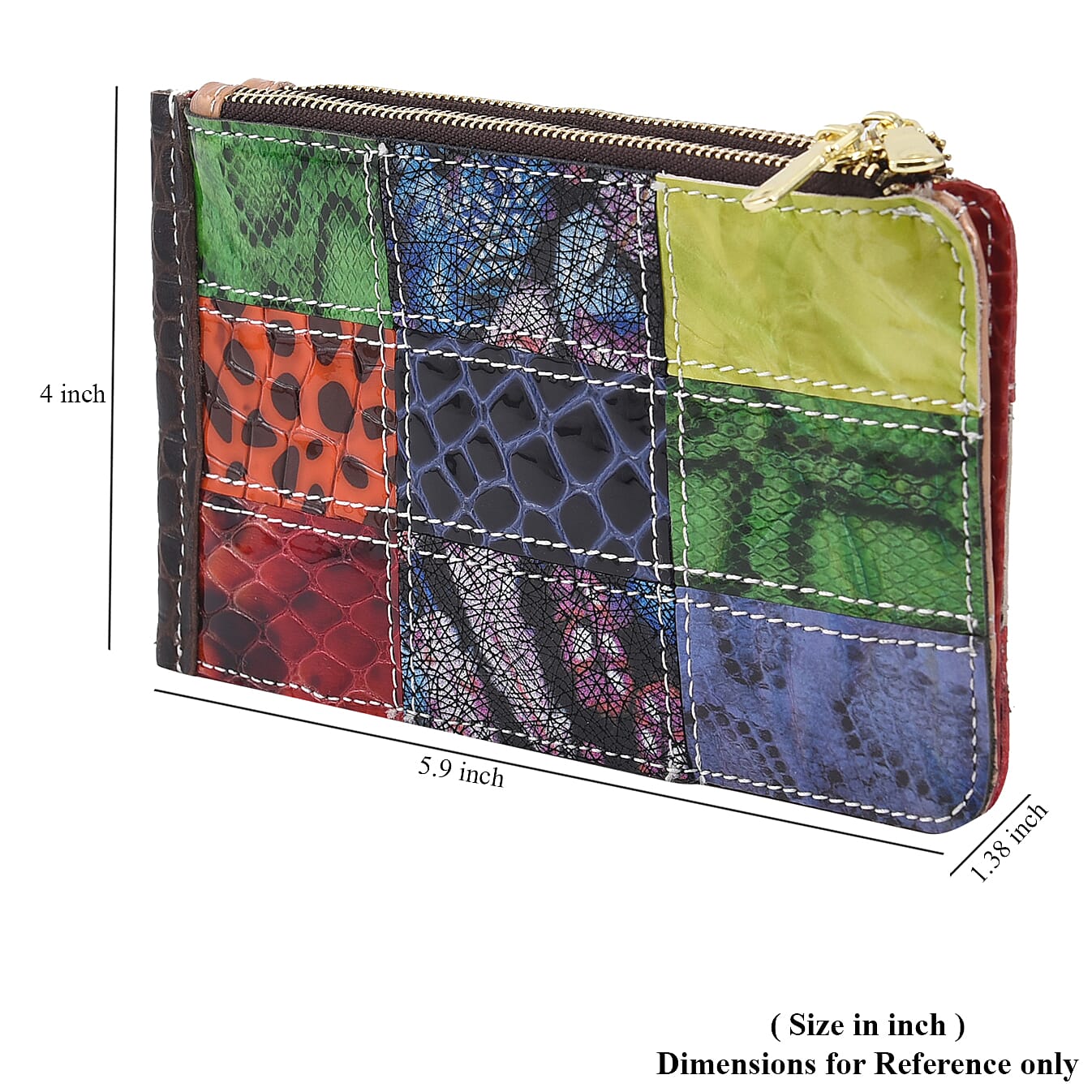 CHAOS BY ELSIE Multi Color Box Pattern Genuine Leather RFID Wallet