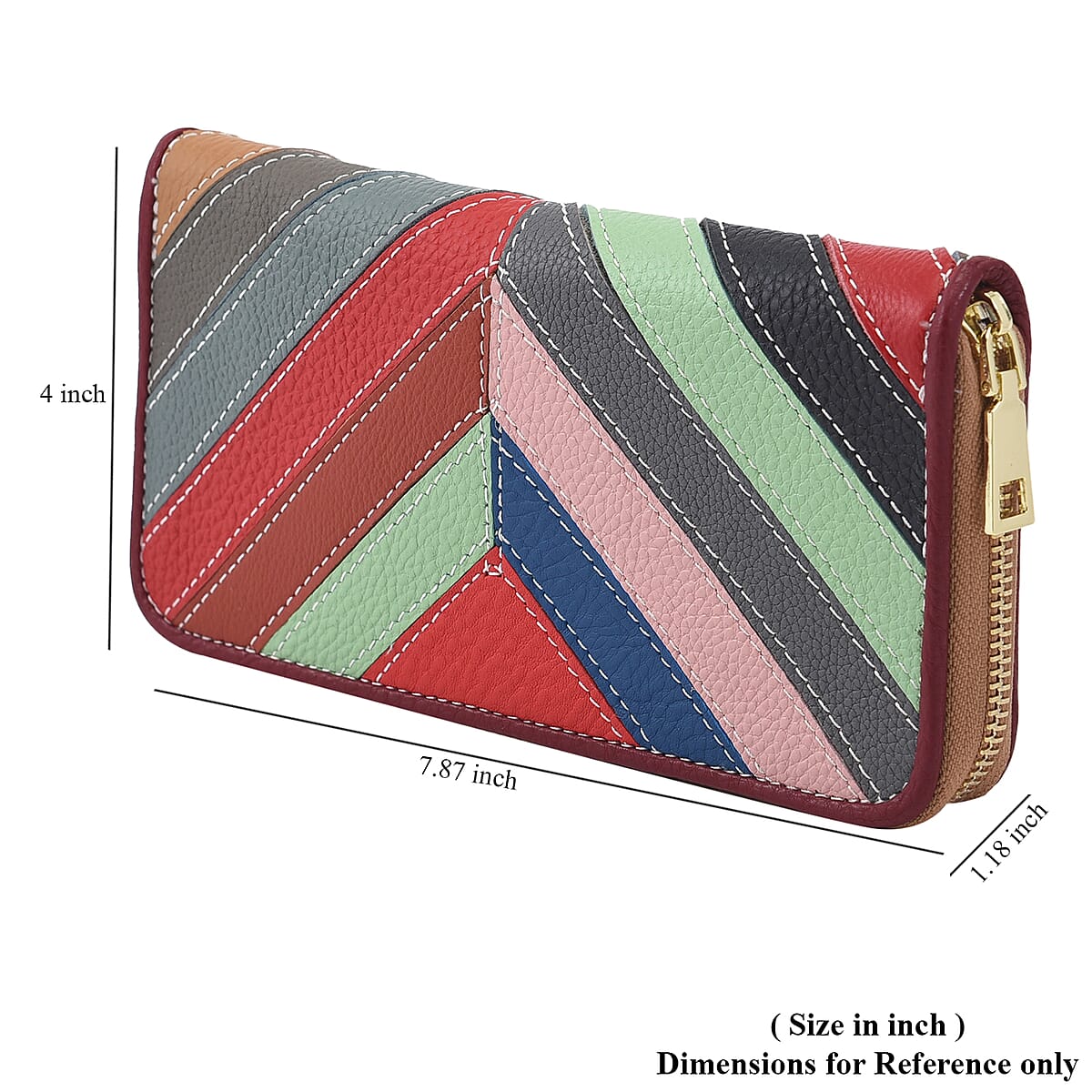 CHAOS BY ELSIE Multi Color V Shape Pattern Genuine Leather RFID Wallet image number 6