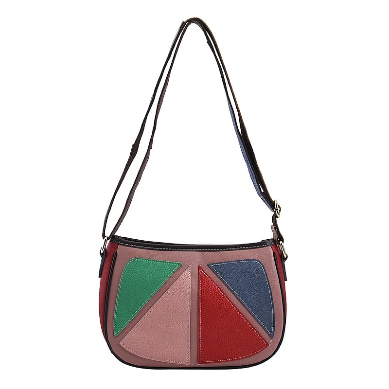 CHAOS Multi Color Lemon Slice Inspired Pattern Genuine Leather Crossbody Bag with Long Strap