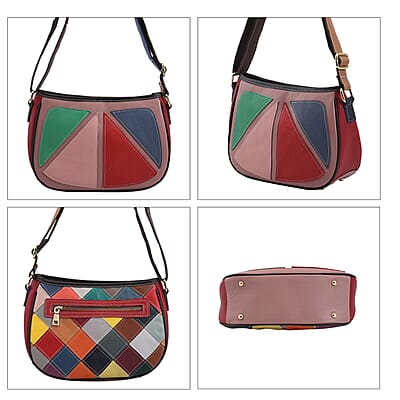 CHAOS Multi Color Lemon Slice Inspired Pattern Genuine Leather Crossbody Bag with Long Strap