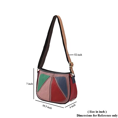 CHAOS Multi Color Lemon Slice Inspired Pattern Genuine Leather Crossbody Bag with Long Strap