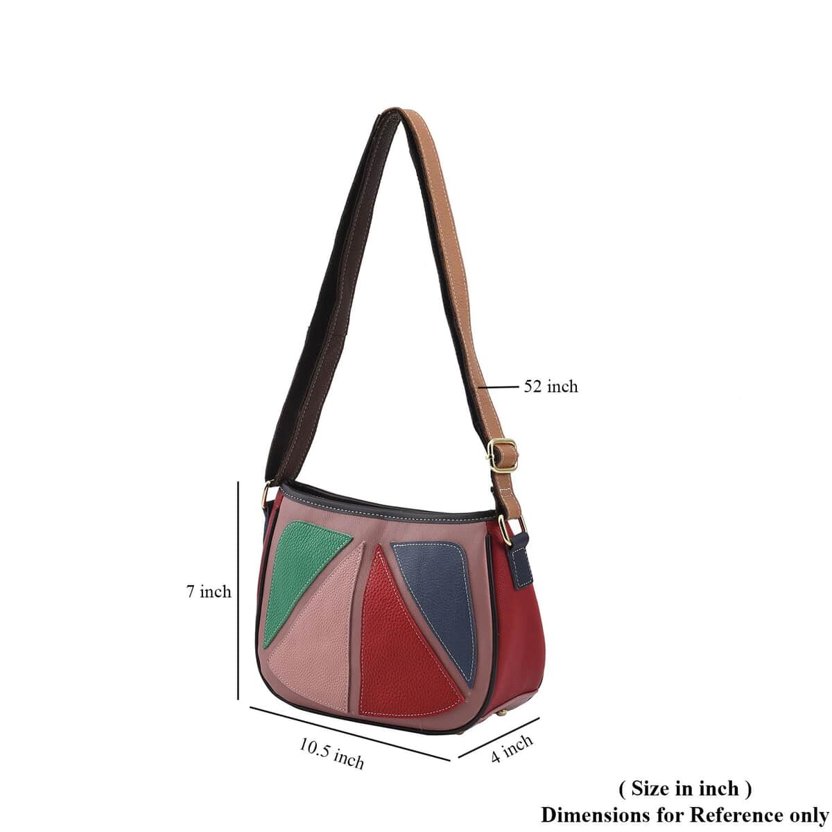CHAOS Multi Color Lemon Slice Inspired Pattern Genuine Leather Crossbody Bag with Long Strap image number 6