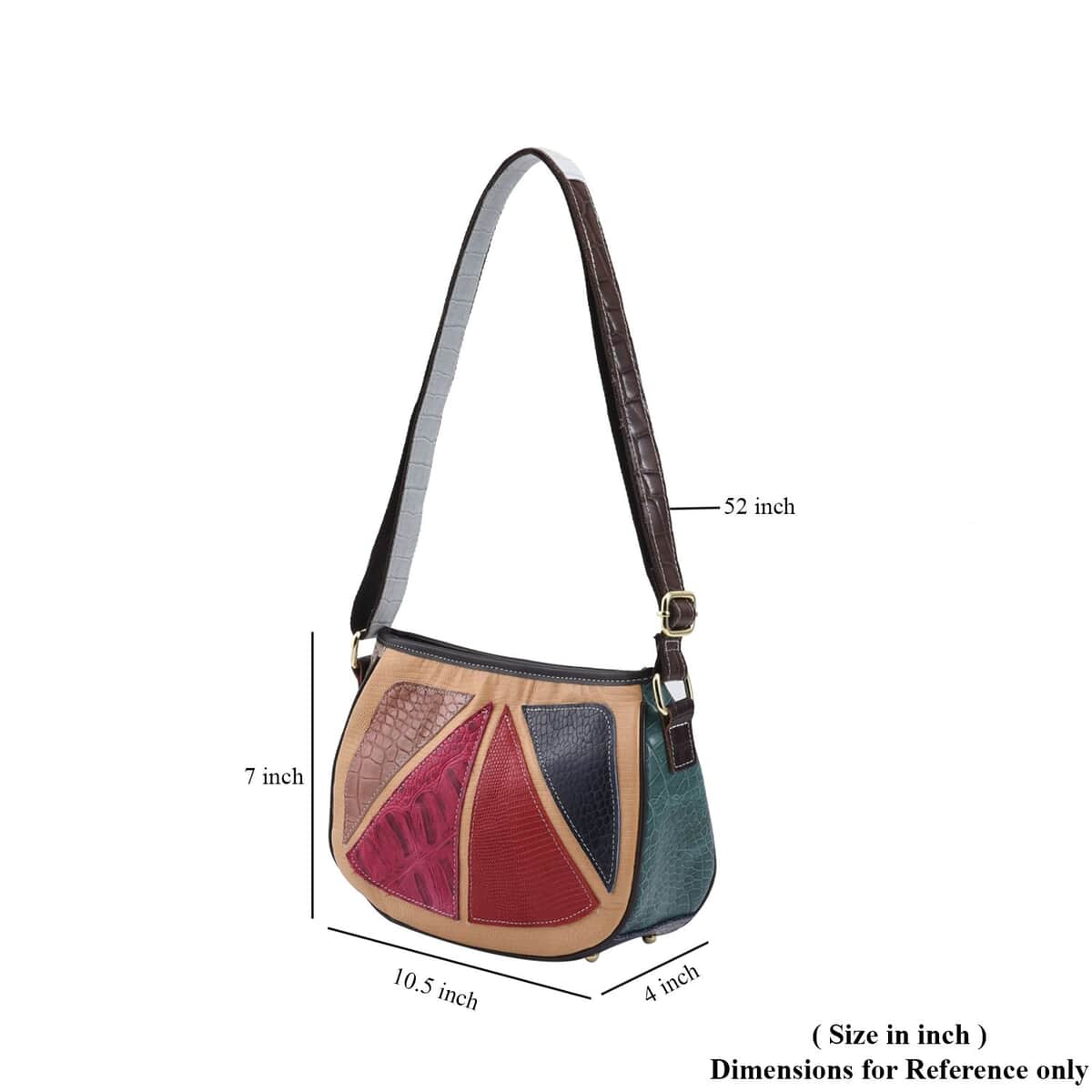 CHAOS Multi Color Crocodile Embossed Print Genuine Leather Crossbody Bag with Long Strap image number 6