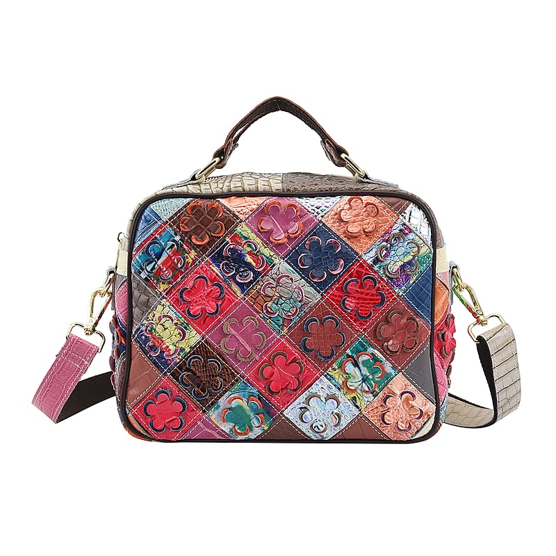 Chaos By Elsie Rainbow Color Genuine Leather Crossbody Bag with Shoulder Strap