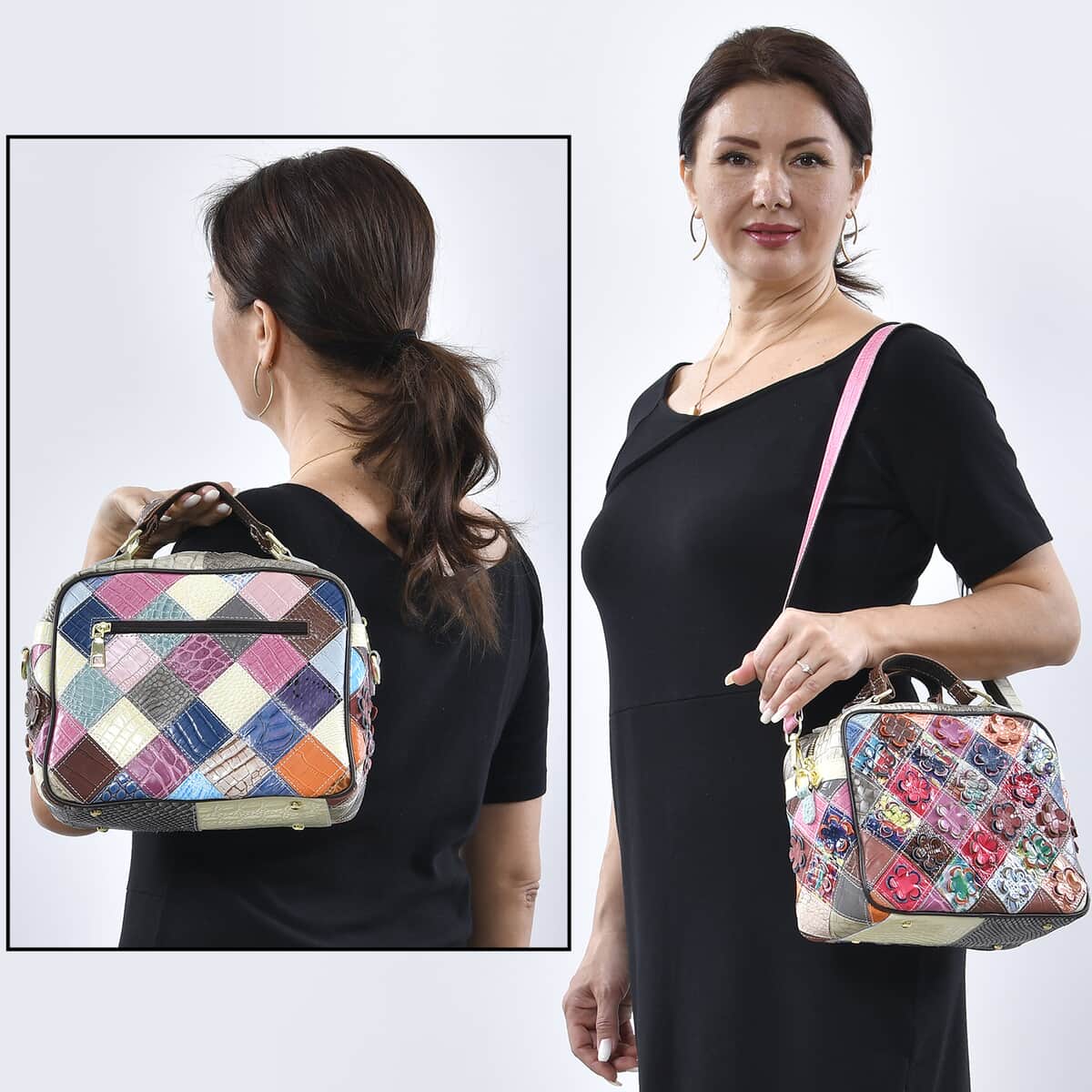 Rainbow Color Genuine Leather Crossbody Bag (10.24"x4.72"x8.66") with Shoulder Strap image number 1