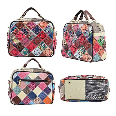 Chaos By Elsie Rainbow Color Genuine Leather Crossbody Bag with Shoulder Strap