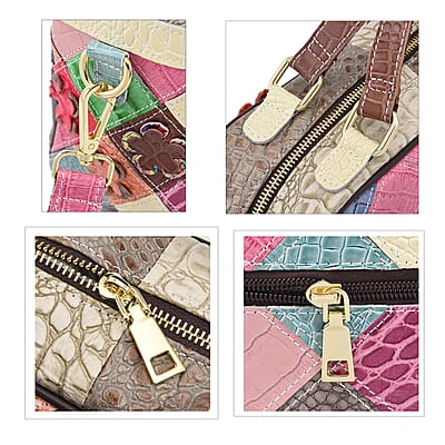 Chaos By Elsie Rainbow Color Genuine Leather Crossbody Bag with Shoulder Strap