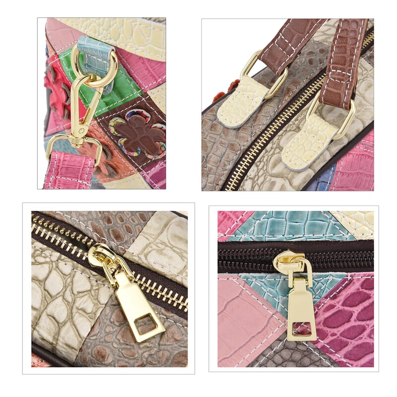 Chaos By Elsie Rainbow Color Genuine Leather Crossbody Bag with Shoulder Strap