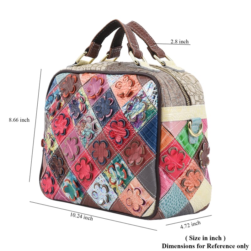 Chaos By Elsie Rainbow Color Genuine Leather Crossbody Bag with Shoulder Strap